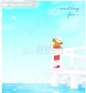 海边放纸飞机的小女孩 海边放纸飞机的小女孩