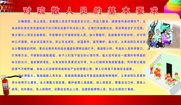 对疏散人员的基本要求展板psd模版下载