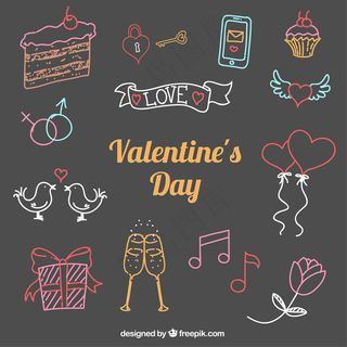 情人节的素描元素