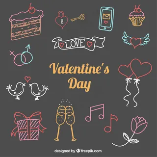 情人节的素描元素 情人节的素描元素