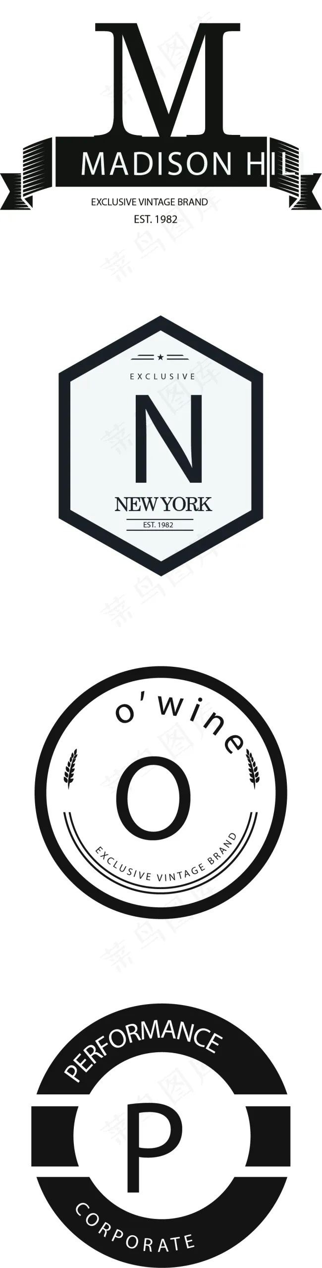 英文字母复古LOGOai矢量模版下载