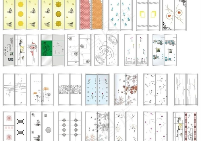 移门汇总cdr矢量模版下载