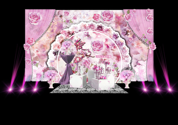 绽放 主题婚礼迎宾区造型设计效果图
