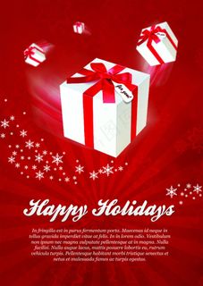 红色礼盒节日宣传海报高清PSD