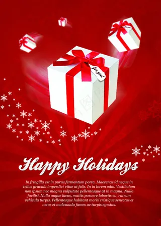 红色礼盒节日宣传海报高清PSD