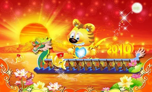 老虎划龙舟图片