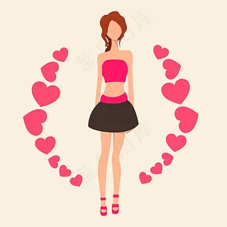 桃心与卡通女孩