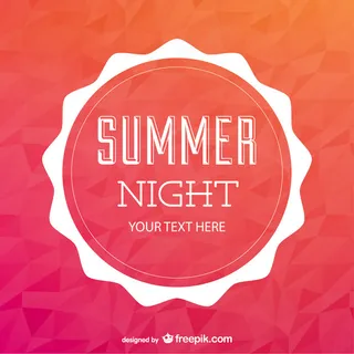 粉红色和橙色色调的夏季夜徽章