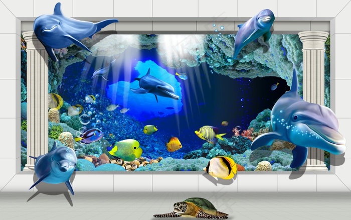 海底世界电视背景墙(9072X5670(DPI:72))psd模版下载