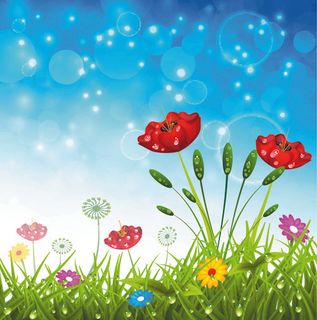 灿烂的春天的自然背景矢量素材04
