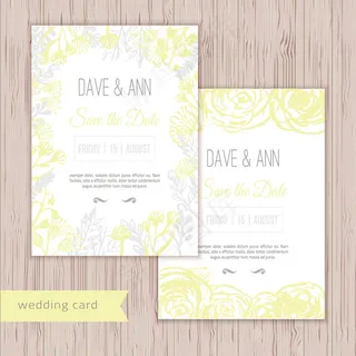 黄色植物花朵婚礼请贴模板下载