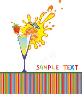 卡通高酒杯与果汁02——矢量素材