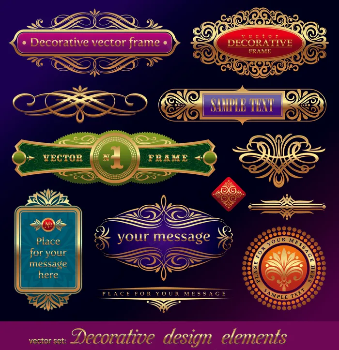 绚丽花纹标签矢量图eps,ai矢量模版下载