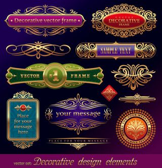 绚丽花纹标签矢量图