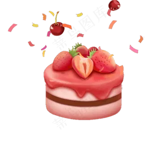 免抠元素草莓蛋糕
