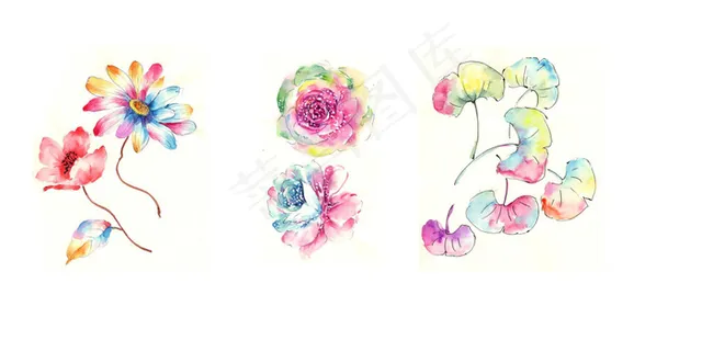 清新浪漫的手绘水彩花卉