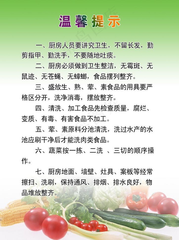 厨房温馨提示图片psd模版下载