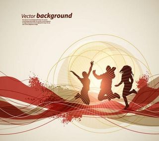 动感潮流流线人物剪影矢量素材