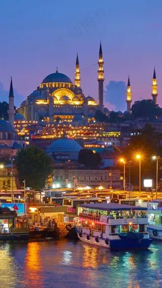 外国建筑夜晚灯光景色高清摄影图片