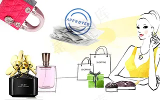 时尚女孩购物退税psd模版