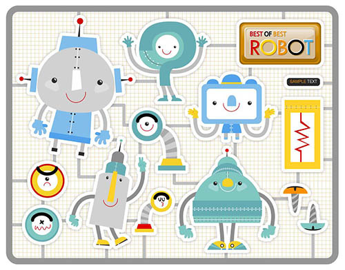 多种机器人卡通创意设计矢量素材V3