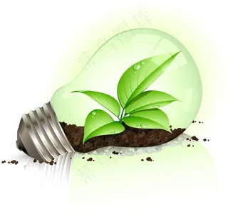 树叶与灯泡矢量素材