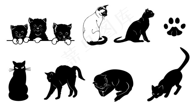 各式猫矢量图eps,ai矢量模版下载