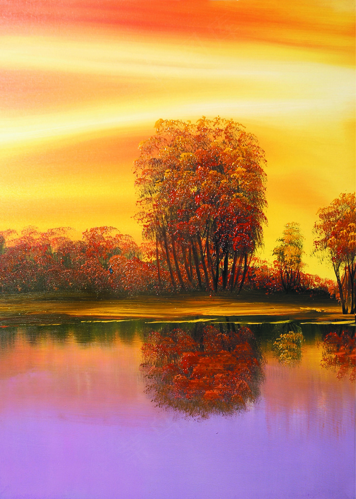 美丽的树木湖景