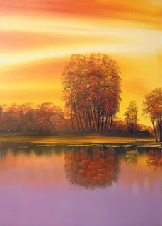 美丽的树木湖景