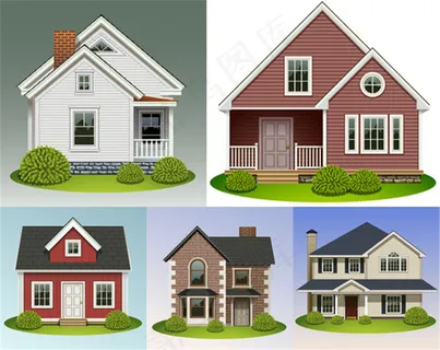 卡通欧美别墅矢量素材