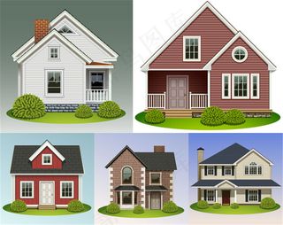 卡通欧美别墅矢量素材