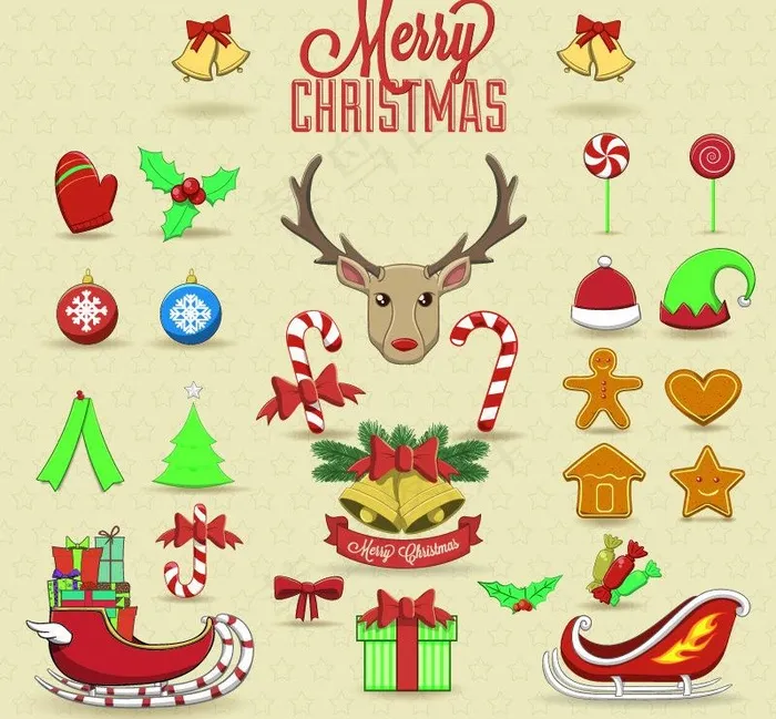 圣诞节装饰素材图片eps,ai矢量模版下载