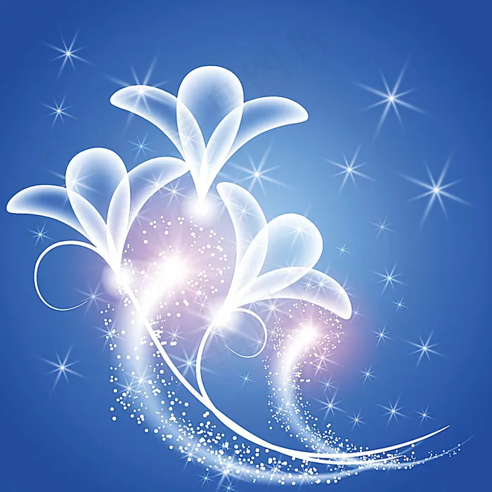 蓝色星光花朵背景eps,ai矢量模版下载