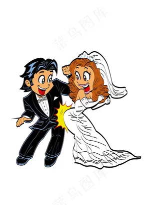 卡通人物情侣婚庆素材