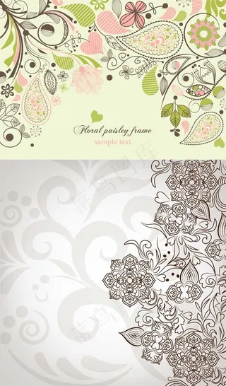 精美手绘花纹背景矢量素材