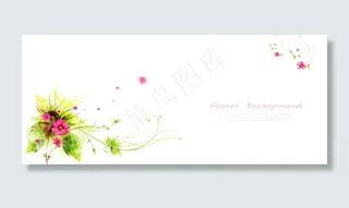 粉色花朵蔓藤花纹PSD分层素