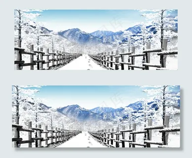 淘宝电商冬季雪景背景banner　