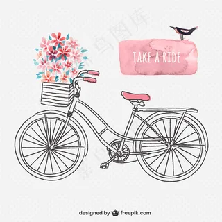 手绘复古自行车