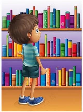 书柜前的孩子
