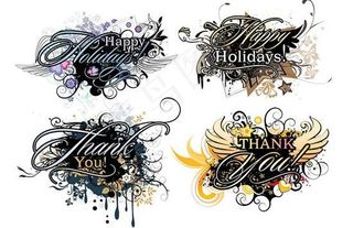 潮流翅膀英文字体矢量素材