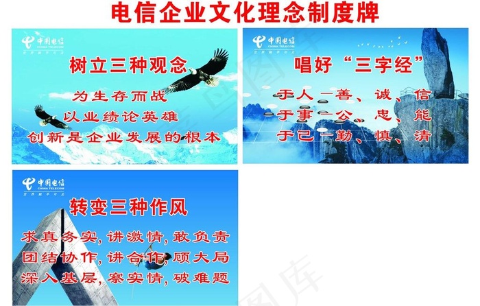 电信企业文化理念制度牌图片