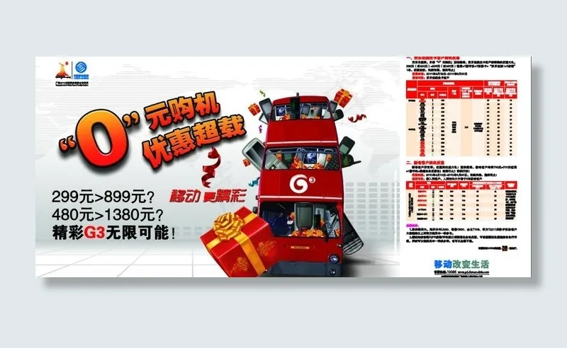 移动候车停0元购机 cdr图片cdr矢量模版下载