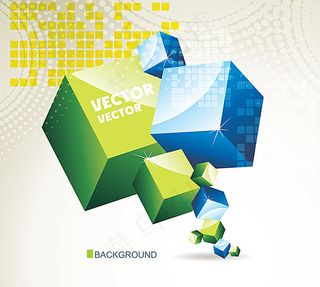 圆形半调图案和彩色动感方块