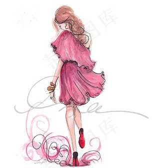 粉色连衣裙设计图