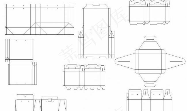 提盒 手提袋 结构 刀模图图片cdr矢量模版下载