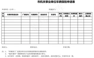 市机关事业单位车辆保险申请表