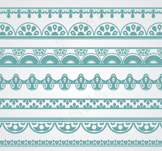 7款绿色花纹边条矢量素材