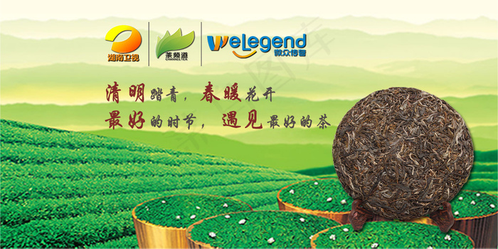 清明节淘宝古树茶促销海报图psd模版下载