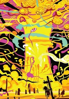 梦幻蘑菇云抽象画矢量素材