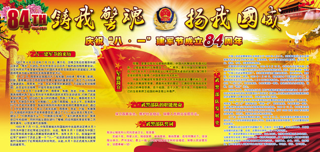 八一建军节墙报板报PSD素材